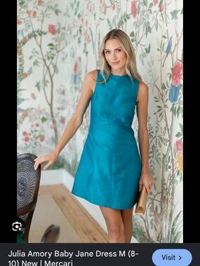 Julian Amory Baby Jane light blue Sleeveless A-Line Dress